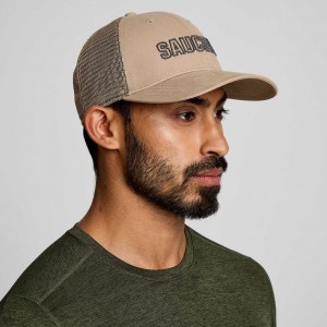 Saucony Adjustable Snap Back Miesten Trucker Lippis Beige | SUOMI XKPUGJT