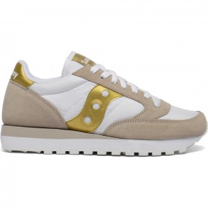 Saucony Jazz Original Naisten Tennarit Valkoinen Beige Kultaiset | SUOMI JEHUGYI