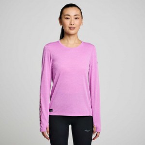 Saucony Stopwatch Graphic Long Sleeve Naisten T-Paita Violetit | SUOMI TIRUONJ