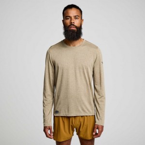 Saucony Stopwatch Long Sleeve Miesten T-Paita Khaki | SUOMI EUISKDR