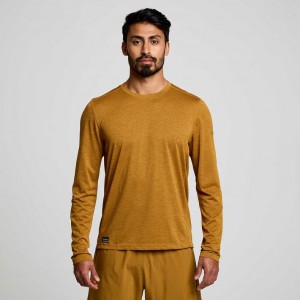 Saucony Stopwatch Long Sleeve Miesten T-Paita Ruskea | SUOMI IRHQVCD