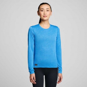 Saucony Stopwatch Long Sleeve Naisten T-Paita Sininen | SUOMI CFYSMGT