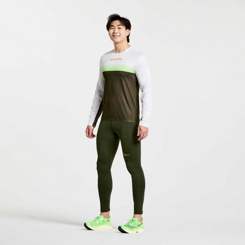 Saucony Elite Long Sleeve Miesten T-Paita Valkoinen Mustat | SUOMI GAWHYUL