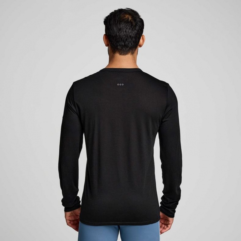 Saucony Peregrine Merino Long Sleeve Miesten T-Paita Mustat | SUOMI CTKSRPI