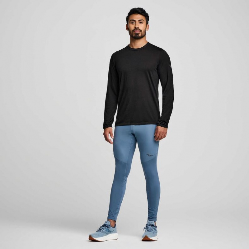 Saucony Peregrine Merino Long Sleeve Miesten T-Paita Mustat | SUOMI CTKSRPI