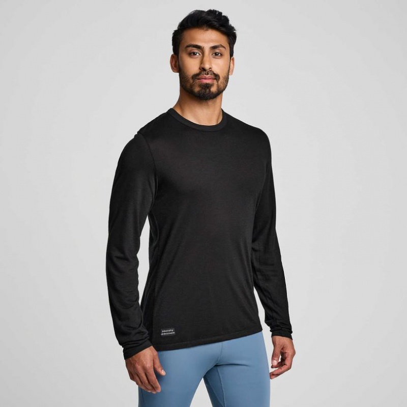 Saucony Peregrine Merino Long Sleeve Miesten T-Paita Mustat | SUOMI CTKSRPI