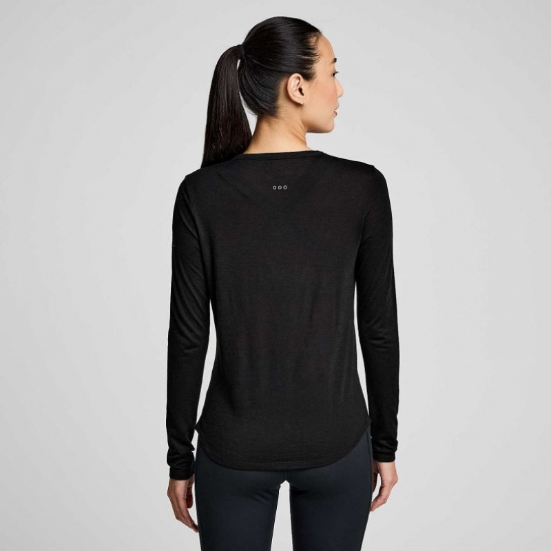 Saucony Peregrine Merino Long Sleeve Naisten T-Paita Mustat | SUOMI PKEUHGI