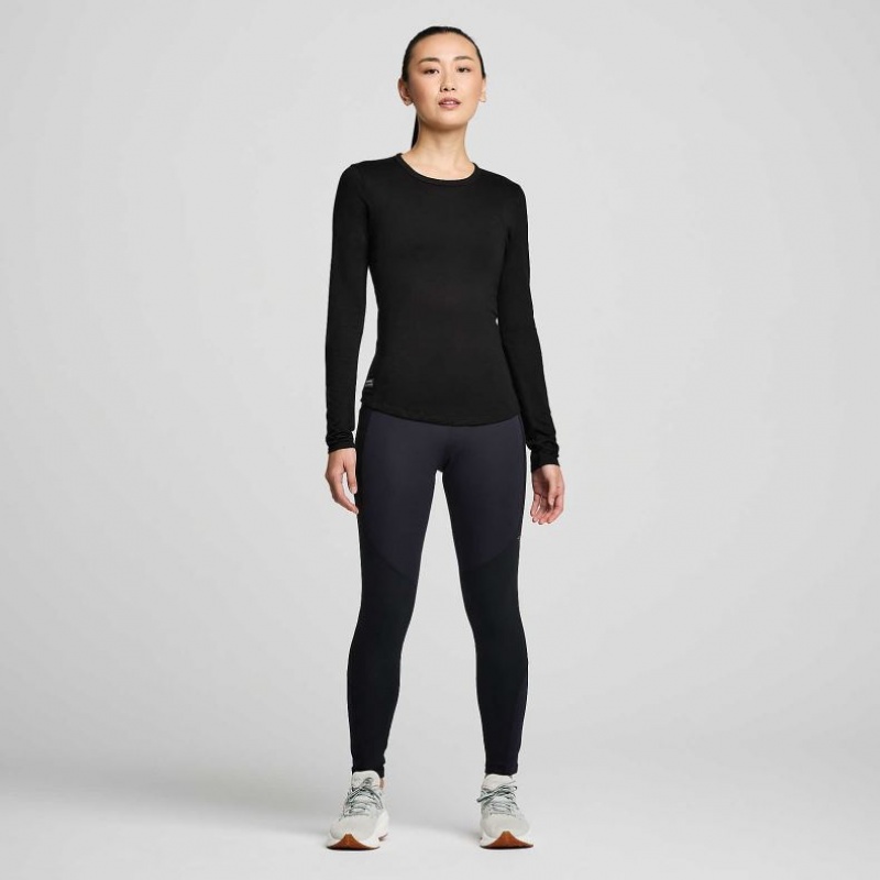 Saucony Peregrine Merino Long Sleeve Naisten T-Paita Mustat | SUOMI PKEUHGI