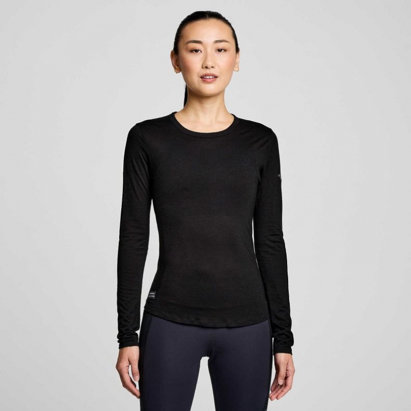 Saucony Peregrine Merino Long Sleeve Naisten T-Paita Mustat | SUOMI PKEUHGI