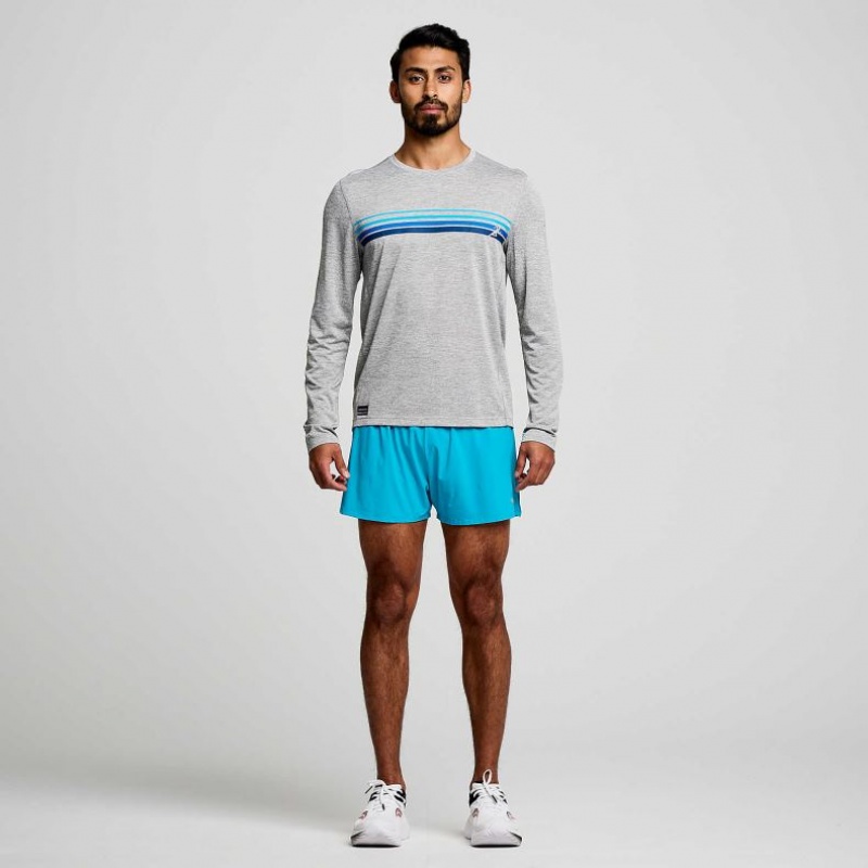 Saucony Stopwatch Graphic Long Sleeve Miesten T-Paita Vaaleanharmaat | SUOMI JRXFNZP