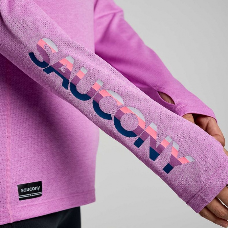 Saucony Stopwatch Graphic Long Sleeve Naisten T-Paita Violetit | SUOMI TIRUONJ