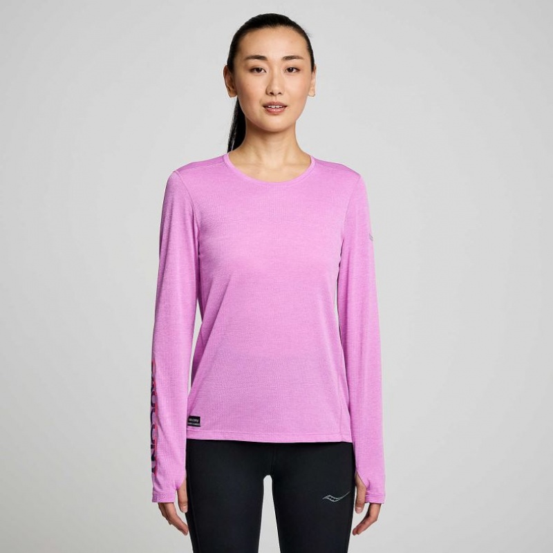 Saucony Stopwatch Graphic Long Sleeve Naisten T-Paita Violetit | SUOMI TIRUONJ