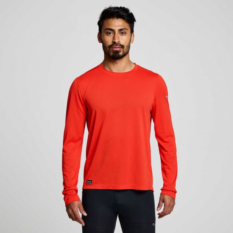 Saucony Stopwatch Long Sleeve Miesten T-Paita Punainen | SUOMI DFSKRVO