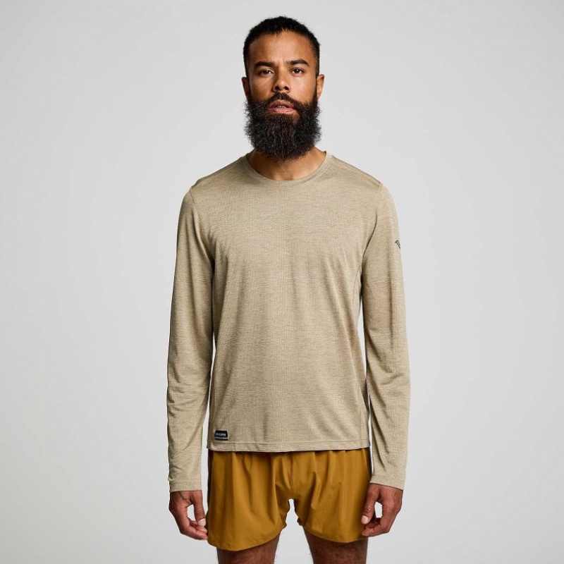 Saucony Stopwatch Long Sleeve Miesten T-Paita Khaki | SUOMI EUISKDR